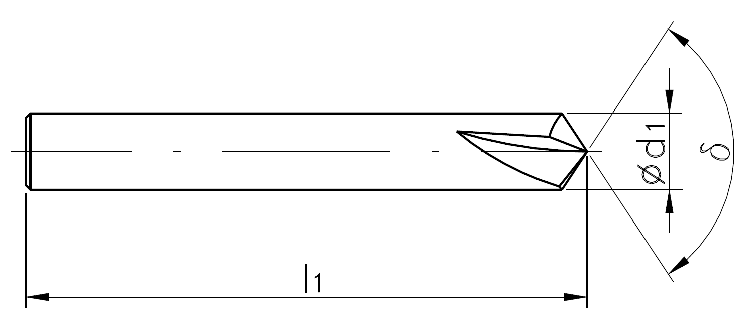 Drawing of the 90° Ø6 carbide chamfer mill
